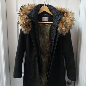 Soia & Kyo Dark Green Puffer with Faux Fur Trim
